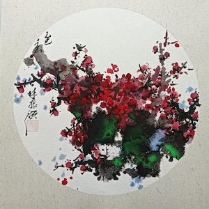 Chinese Plum Blossom Painting – Handpainted Ink Art, Floral Wall Decor, Symbol of Strength & Renewal