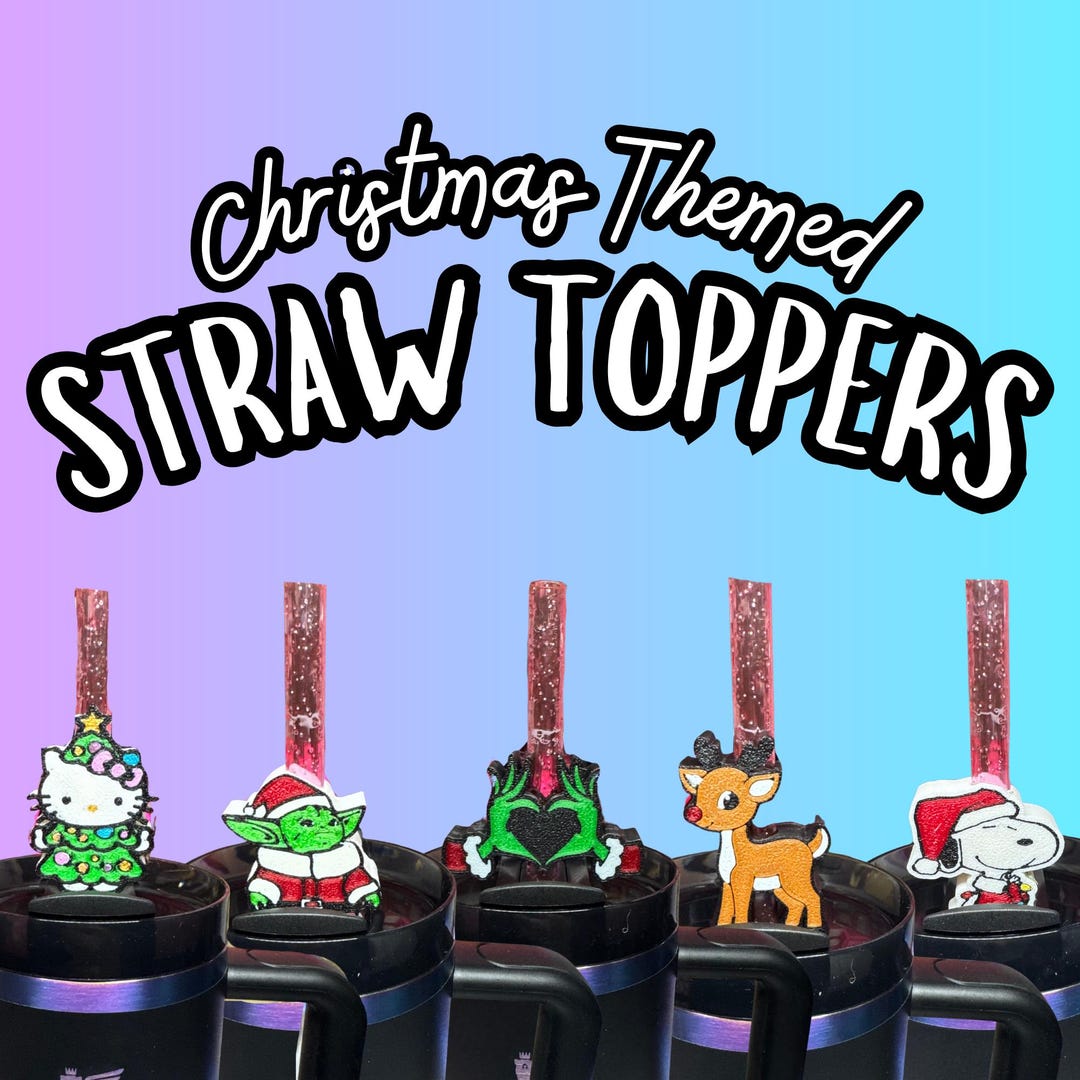 Christmas Straw Toppers | Stanley Straw Charm | Hello Kitty | Grinch ...
