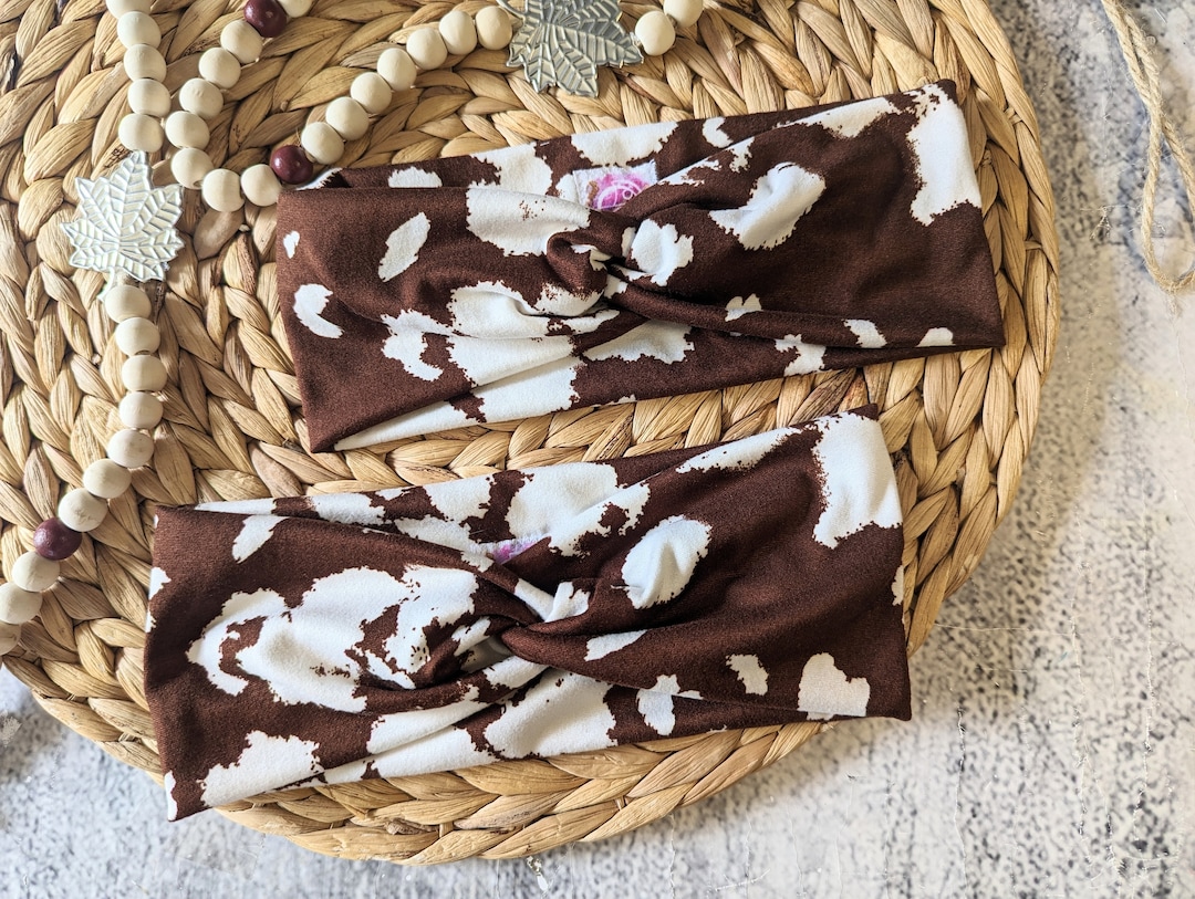 Cow Print Headband, Knotted Headband, Twist Headband, Twist Headwrap ...