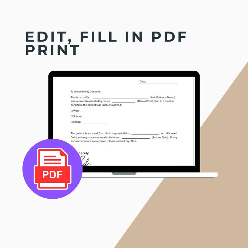 Doctor’s Excuse Note | Printable & Editable Medical Absence Template ...