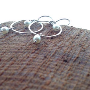 Sterling Silver and Pearl Circle Earrings image 4