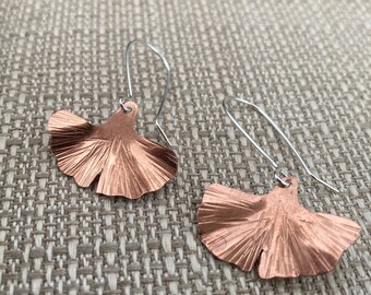 Copper Gingko Leaf Earrings