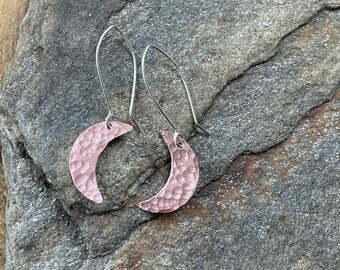 Minimalist Copper Moon Earrings