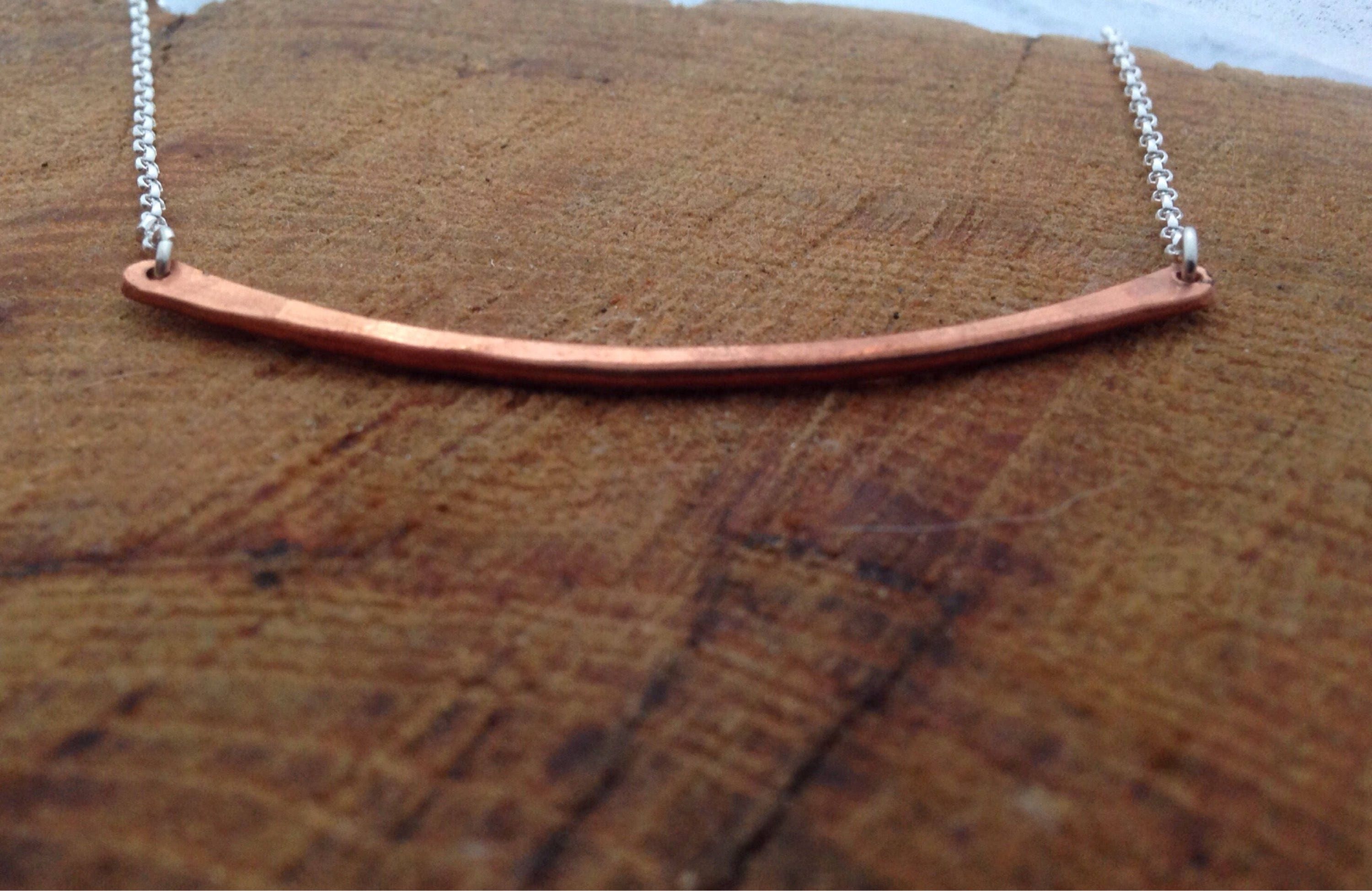 Hammered Copper Bar Necklace