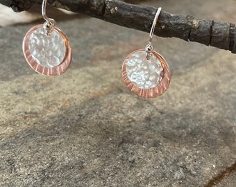 Sterling and Copper Disc Earrings