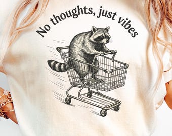 Raccoon No Thoughts Just Vibes Shirt, Retro Raccoon Graphic Tee