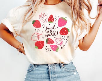 Strawberry Shirt, Fruit of the Spirit Tee, Cute Faith Graphic Shirt