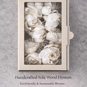 White Peony Sola Wood Flower String Lights | Boho Garland Lamp, Floral Bouquet Decor