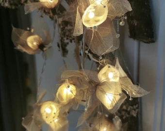 Mini Rose Garland: Brown & Gold Fairy String Lights, Boho Decor