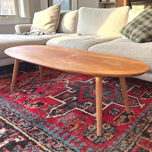 Large Cherry Wood Coffee Table - Natural Handcrafted Wood Furniture