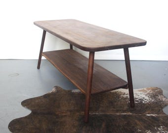 Large Walnut Coffee Table – Two-Tier Natural Living Room Centerpiece with Storage Shelf