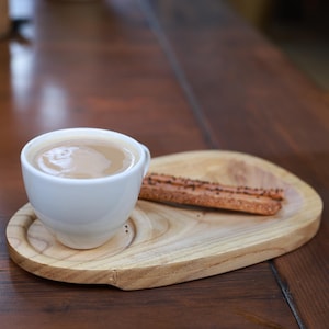 Chesnut Wood 2 Pieces Wooden coffee tray, 3d carved wooden serving tray, serving tray for coffee shop, gift