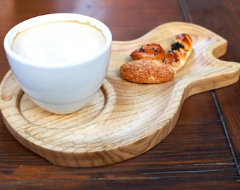2 pezzi vassoio da portata in legno di castagno intagliato 3d, vassoio da caffè in legno, vassoio da tè