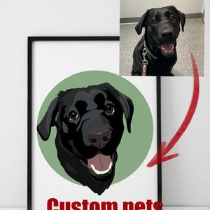 Custom Pet Portraits Using Pet Photos Personalized Digital Dog Portraits Cat Portraits Custom Dog Portraits Custom Pet Art Pet Drawings