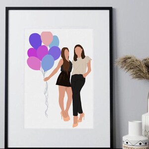 Couple portrait, gift for couple, faceless portrait, engagement drawing, boyfriend portrait, family portrait, Faceless Gift, Wall art