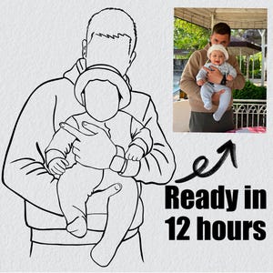 Custom line drawing, custom minimalist drawing, couple drawing from photo