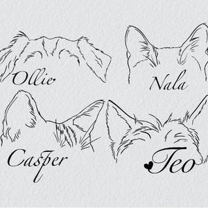Custom Pet Ear Outline Drawing, Dog Ear Drawing, Pet Ear Tattoo Design, Cat Ear Drawing, Dog Outline, Cat Outline, Pet Outline, DIGITAL file