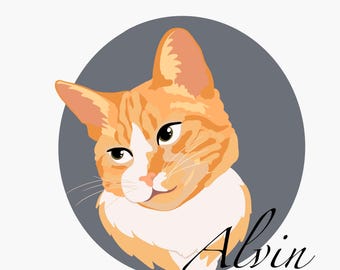 Cartoon Pet Portrait, Custom Pet Portrait, Cartoon Portrait from Photo, Cartoon Dog Portrait, Cartoon Cat, Head and Neck, Digital Download