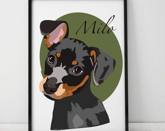 Cartoon Pet Portrait, Custom Pet Portrait, Cartoon Portrait from Photo, Cartoon Dog Portrait, Cartoon Cat, Head and Neck, Digital Download