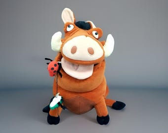 Disney Lion King Pumba Plush Hand Puppet Attached Bugs Vtg 18" Collectible Toy