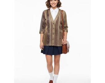 Collection JEANNE MARC Veste Cardigan Beige Doré Rayé Bohème M 12 14