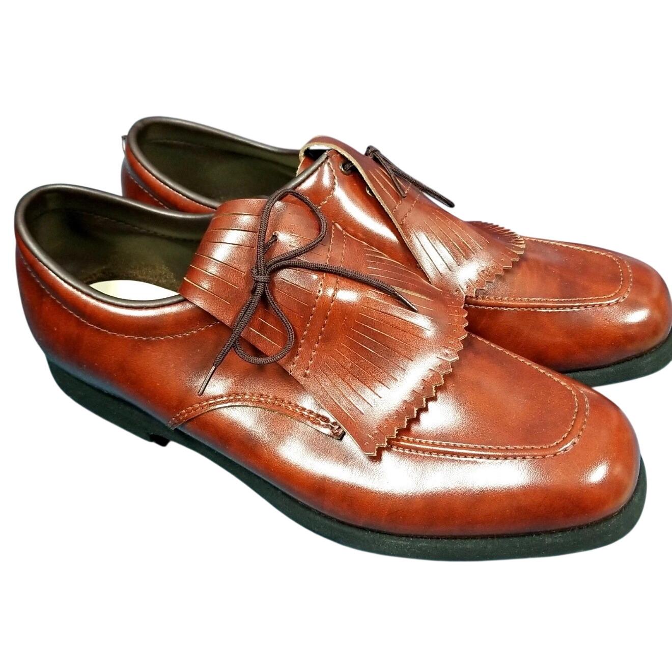 Etonic Vtg Mens Brown Leather Kiltie Golf Shoes USA L116093 10 M Classic‎ Spikes Etonic Brown and White Leather Goretex Golf Shoes - Etsy main image 2