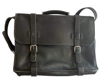 Vintage Coach Brown Leather Flap Multi Pocket Laptop Crossbody