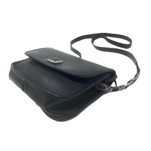 Brighton Blk Lizard Embossed Leather Crossbody Bag Silver Hardware Vtg Classic image 2