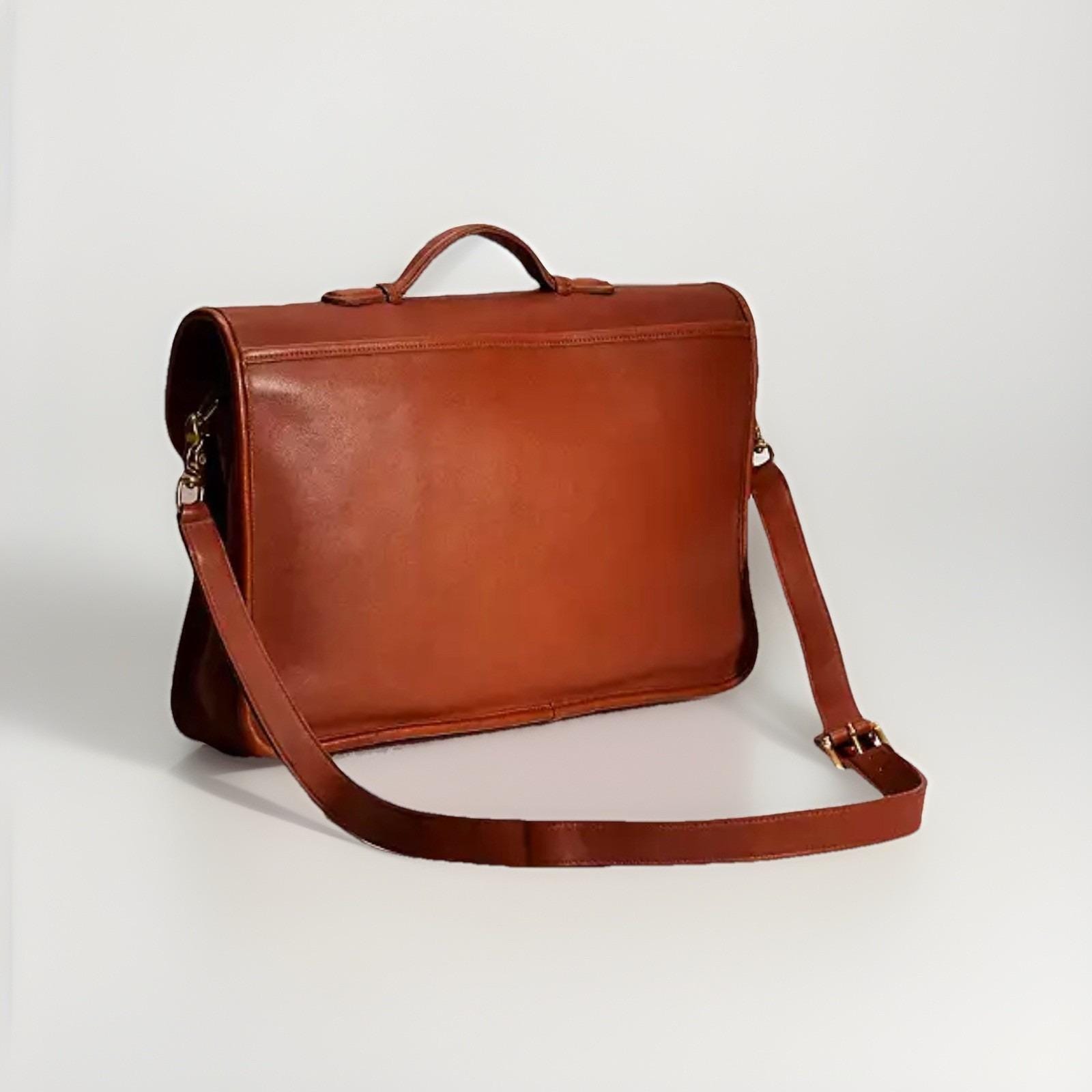 Coach Vtg Lexington British Tan Leather Briefcase Business Case