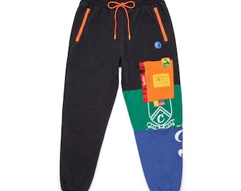 Pantalones deportivos Cookies SF Colorblock Graphic Jogger negros multicolor para hombre, talla 4XL, parche de 1983