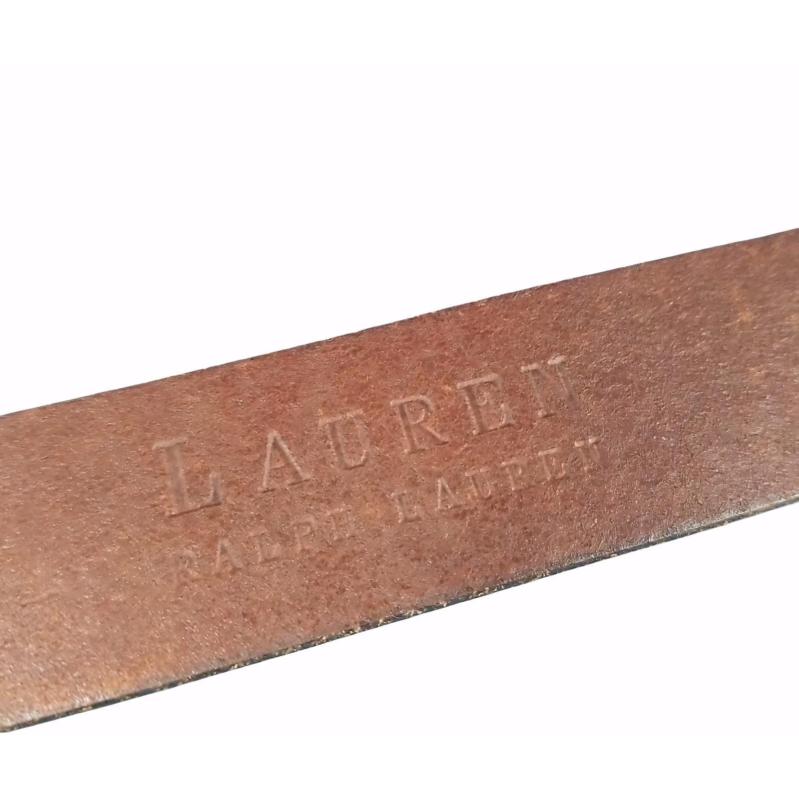 Unique Find!‎ Lauren Ralph Lauren Vtg Brown Leather RLL Monogram Buckle Belt RRL by Ralph Lauren Studded-Logo Leather Belt Dark Brown  main image 2