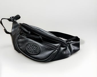 Flight Pax VTG Noir Sac banane en similicuir multi-poches Voyage classique
