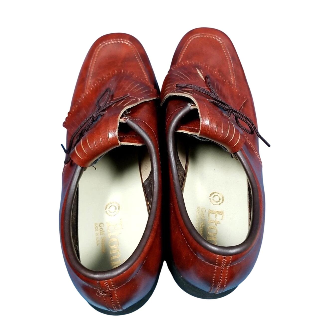 Etonic Vtg Mens Brown Leather Kiltie Golf Shoes USA L116093 10 M Classic‎ Spikes Etonic Brown and White Leather Goretex Golf Shoes - Etsy main image 3