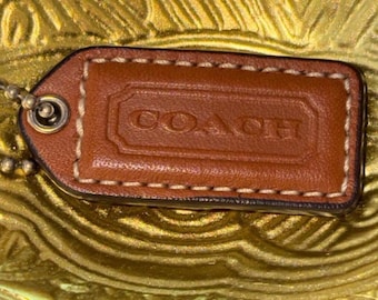 Coach VTG Saddle en cuir marron étiquette volante de remplacement breloque porte-clés chaîne argentée