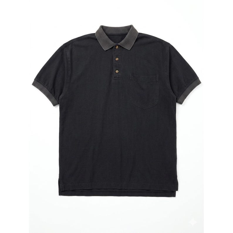 Tommy Bahama Washed Out Black 100% Silk Herringbone Short Sleeve Polo Shirt Sz M image 1