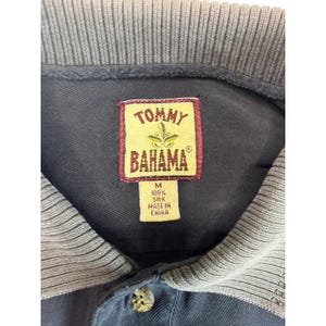Tommy Bahama Washed Out Black 100% Silk Herringbone Short Sleeve Polo Shirt Sz M image 5
