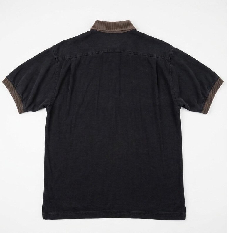 Tommy Bahama Washed Out Black 100% Silk Herringbone Short Sleeve Polo Shirt Sz M image 2
