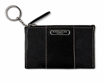 Cartera/llavero/monitor Coach Black Signature Jacquard Mini Skinny con monograma