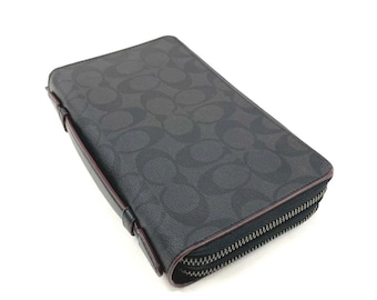 Seltenes Fundstück! Coach Double Zip Reiseveranstalter Signature Canvas Charcoal Blk