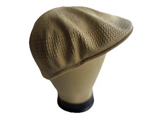 Kangol Vtg Tan Gavroche Cabbie Sz M Preppy Casual Golf OG