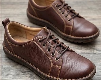 Born Brown Leather Lace Up Oxford Shoes W6440 Comfort Sz 7.5 Casual Normcore