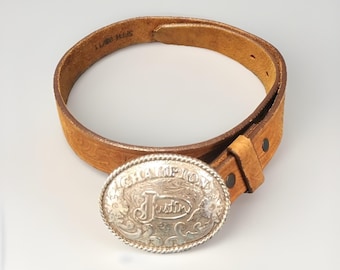 vintage Justin Boots, marque Champion, boucle avec ceinture en cuir de vachette taille 26