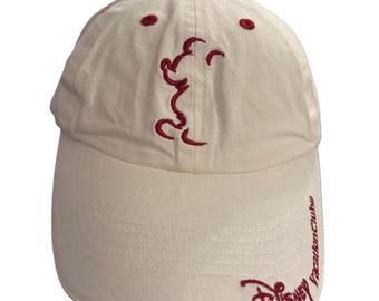 Gorra de béisbol vintage de Mickey Mouse para miembro del Disney Vacation Club, color blanco roto y rojo, ajustable
