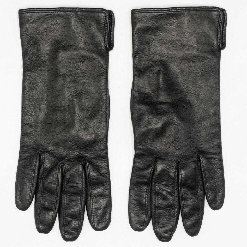 Coach Leatherware Black Leather Gloves Silk Lined Made in Italy
