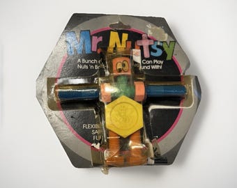 Vtg Mr Nutsy Collectible Toy Open Package Kidcore Colorful Stretch