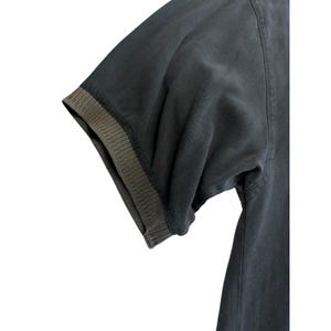 Tommy Bahama Washed Out Black 100% Silk Herringbone Short Sleeve Polo Shirt Sz M image 4
