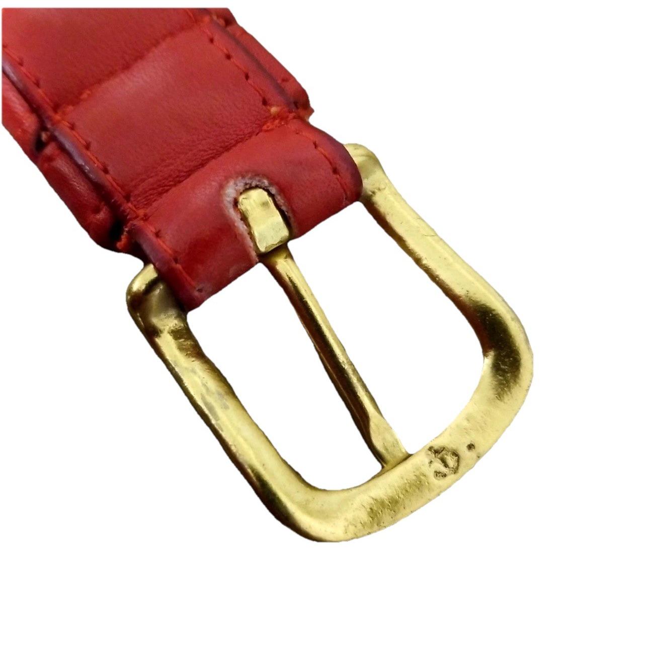 Coach Vtg Red Glove Tanned Leather Belt W Brass Buckle Sz 32 