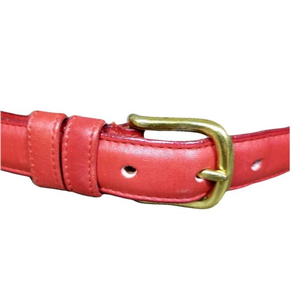 Coach Vtg Red Glove Tanned Leather Belt W Brass Buckle Sz 32  display picture 3