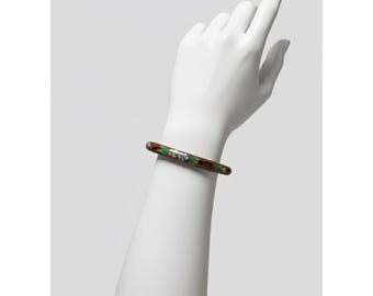 Bracelet jonc floral émaillé VTG dans les tons rouge vert bleu mince empilable coloré