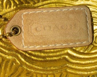 Étiquette de remplacement pour sac à main Coach en daim gaufré avec logo en relief avec chaîne en laiton